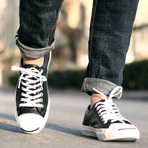 Converse Women's Jack Purcell Black Leather Low Top